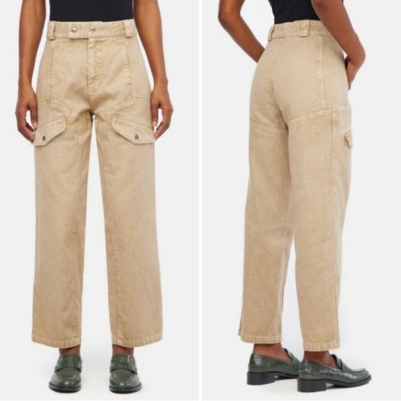 Lacausa Diego Trouser Jeans Cargo Cotton Straight Leg Sand Mineral Wash Tan 4 - Picture 1 of 14